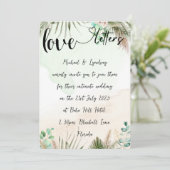 Liebe Briefe handgeschriebene Boho Themed Wedding Einladung (Stehend Vorderseite)