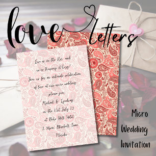 Liebe Briefe MICRO WEDD Handgeschriebene Rose Pais Einladung