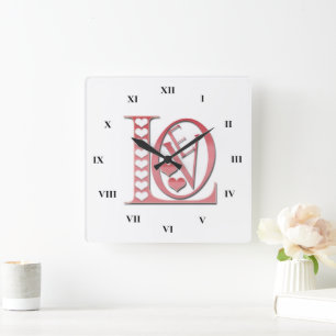Liebe Briefe mit Herzen von Shirley Taylor Quadratische Wanduhr