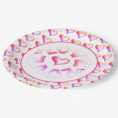 Liebe Bright Hearts Papierplatte Pappteller (Schrägansicht)