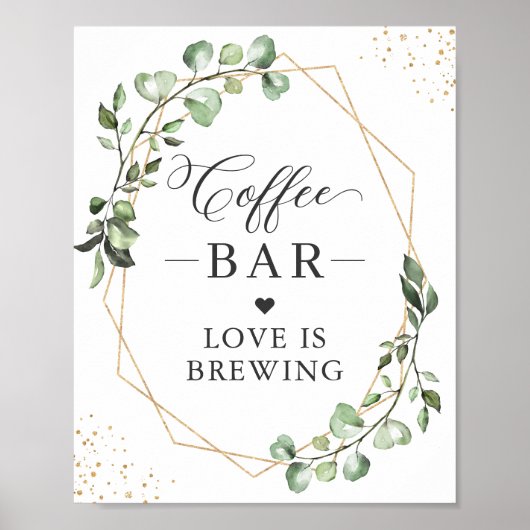 LIEBE BRINGT | Coffee Bar Geometric Eucalyptus Poster (Vorne)