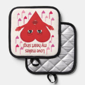 "Liebe bringt mir das Herz zum singen!" Gesangsher Topflappen (Vorderseite/Rückseite)