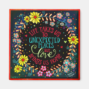 Liebe bringt uns Zuhause floral Trendy Inspiration Magnet