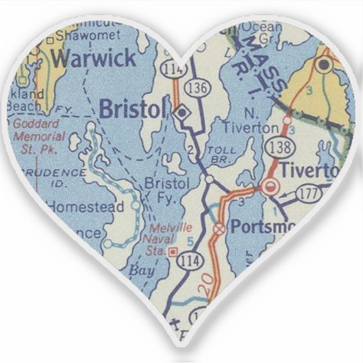 Liebe Bristol RI Aufkleber (Vorderseite)