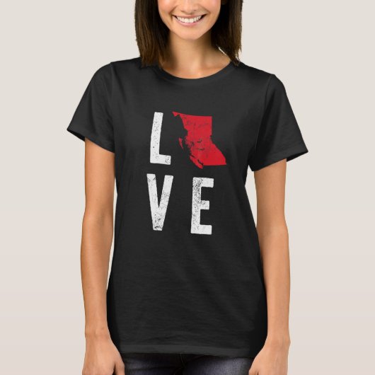Liebe British Columbia Map Canada National Day T-Shirt (Vorderseite)