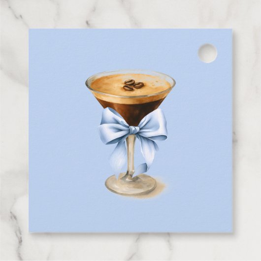 Liebe brodelt Blue Bow Kaffee Brautdusche Geschenkanhänger (Rückseite)