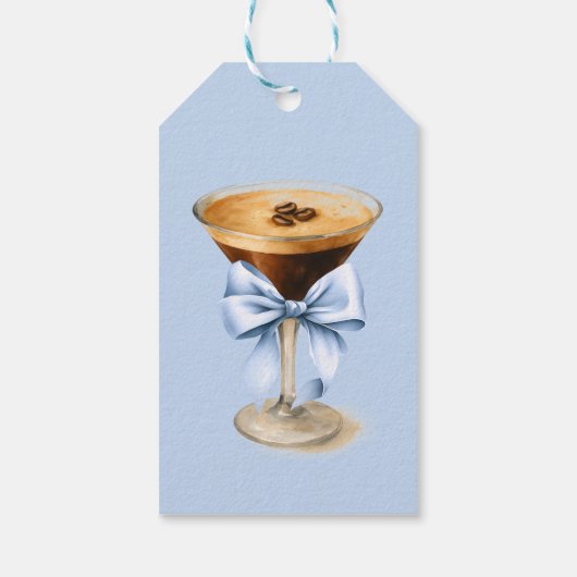 Liebe brodelt Blue Bow Kaffee Brautdusche Geschenkanhänger (Rückseite)