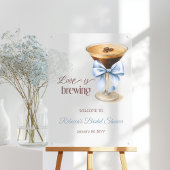 Liebe brodelt Blue Bow Kaffee Brautparty Acrylschild