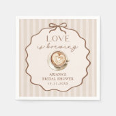 Liebe brodelt Bow Coffee Junggesellinnenabschied Serviette (Vorderseite)