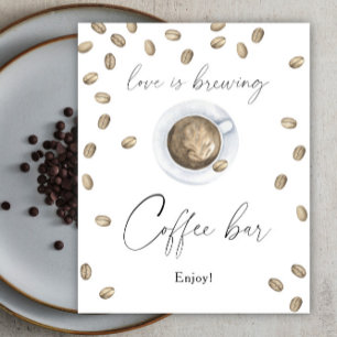 Liebe brodelt Brautparty Kaffeebar Poster