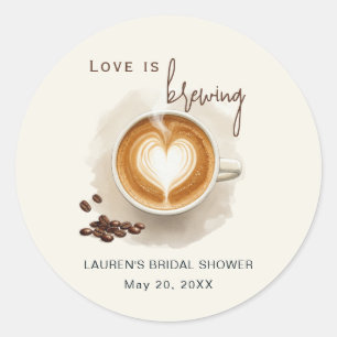 Liebe brodelt Brautparty zum Thema Kaffee Runder Aufkleber