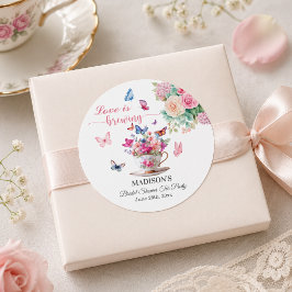 Liebe brodelt Butterfly Brautparty-Teeparty Runder Aufkleber