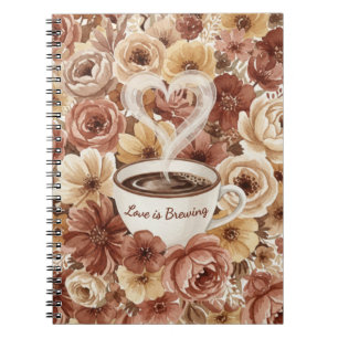 Liebe brodelt Floral Coffee Herz Junggesellinnenab Notizblock