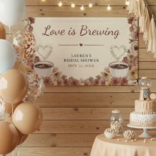 Liebe brodelt Floraler Kaffee Herz Junggesellinnen Banner