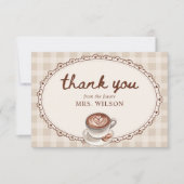 Liebe brodelt Gingham Kaffee Brautparty Dankeskarte (Vorderseite)