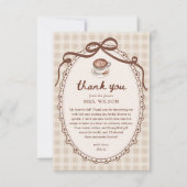 Liebe brodelt Gingham Kaffee Brautparty Dankeskarte (Vorderseite)