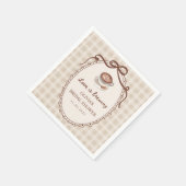 Liebe brodelt Gingham Kaffee Brautparty Serviette (Ecke)