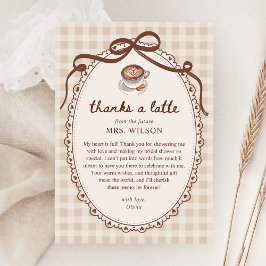 Liebe brodelt Gingham Kaffee-Bridal-Shower Dankeskarte