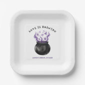 Liebe brodelt Halloween Brautparty Pappteller (Vorderseite)