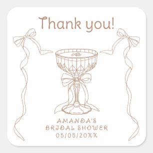 Liebe brodelt Handgezeichnet Danke Quadratischer Aufkleber