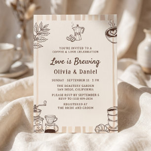 Liebe brodelt Kaffee Moka Pot Brautparty Einladung