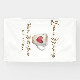 Liebe brodelt weiße Kaffeetasse Herz Brautparty Banner
