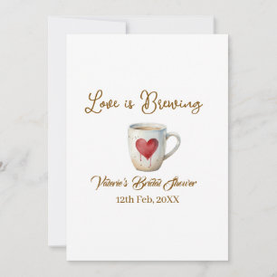 Liebe brodelt weiße Kaffeetasse Herz Brautparty Einladung