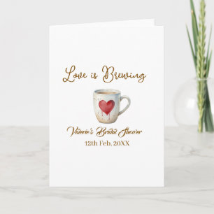 Liebe brodelt weiße Kaffeetasse Herz Brautparty Karte