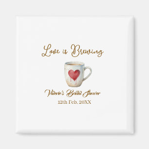 Liebe brodelt weiße Kaffeetasse Herz Brautparty Magnet