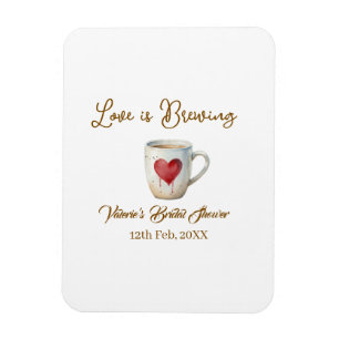 Liebe brodelt weiße Kaffeetasse Herz Brautparty Magnet