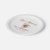 Liebe brodelt weiße Kaffeetasse Herz Brautparty Pappteller (Schrägansicht)