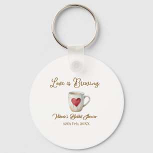 Liebe brodelt weiße Kaffeetasse Herz Brautparty Schlüsselanhänger