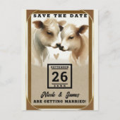 Liebe Brown Cream Country Hochzeit Save the Date Ankündigungspostkarte (Vorderseite)