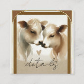 Liebe Brown Cream Country Wedding Details Quadratische Visitenkarte (Vorderseite)