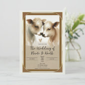 Liebe Brown Cream Country Wedding Einladung (Stehend Vorderseite)