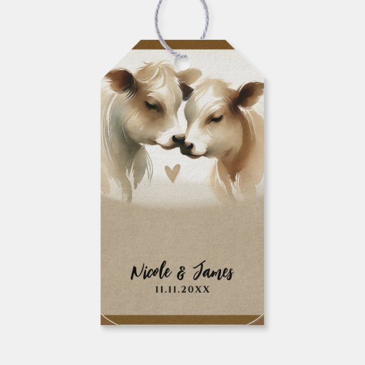 Liebe Brown Cream Country Wedding Geschenkanhänger (Rückseite)