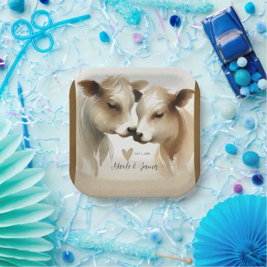 Liebe Brown Cream Country Wedding Pappteller (Party)