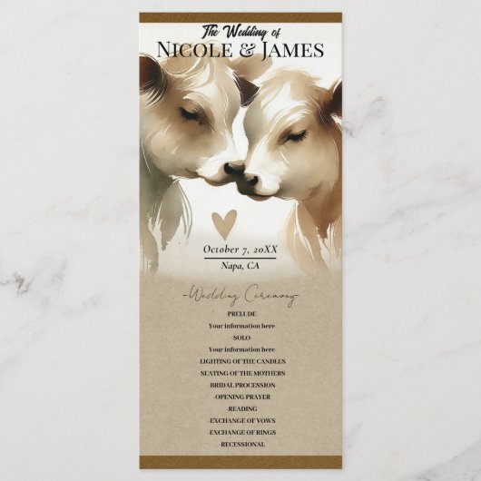 Liebe Brown Cream Country Wedding Programm (Vorderseite)