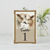 Liebe Brown Cream Country Wedding Tischnummer (Stehend Vorderseite)