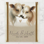 Liebe Brown Cream Country Wedding Weinetikett (Einzelnes Label)