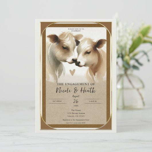 Liebe Brown Crewn Country Engagement Party Einladung (Stehend Vorderseite)