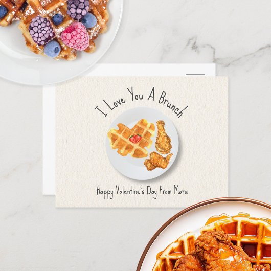 Liebe Brunch Chicken & Waffel Valentine Postkarte