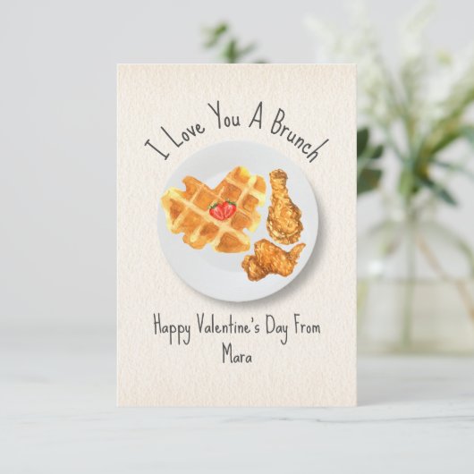 Liebe Brunch Waffle Foto Valentine Karte (Stehend Vorderseite)