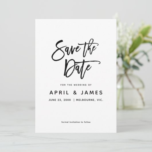 Liebe Brush Typografie Save The Date (Stehend Vorderseite)