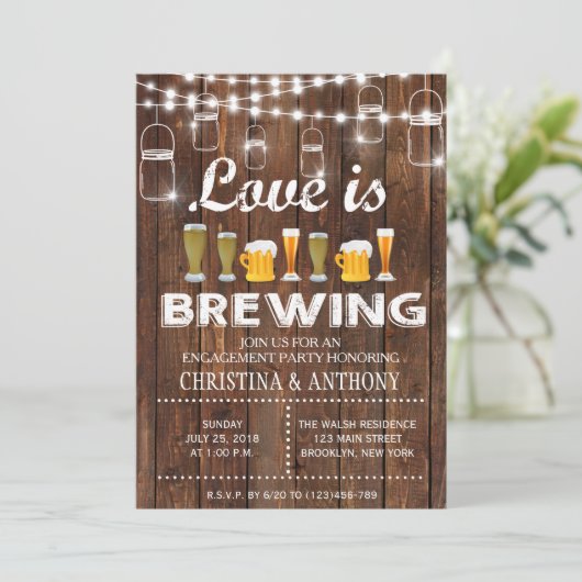 Liebe brütet Engagement Party Chalk Einladung (Stehend Vorderseite)