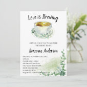 Liebe brütet Eukalyptus Tea Brautparty Einladung (Stehend Vorderseite)