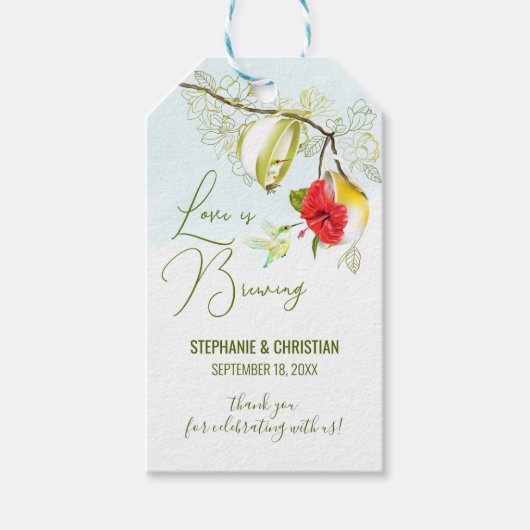Liebe brütet Hummingbird Tee Party Geschenkanhänger (Vorderseite)