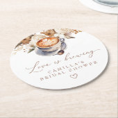 Liebe brütet Kaffee Boho Brautparty Runder Pappuntersetzer (Angewinkelt)