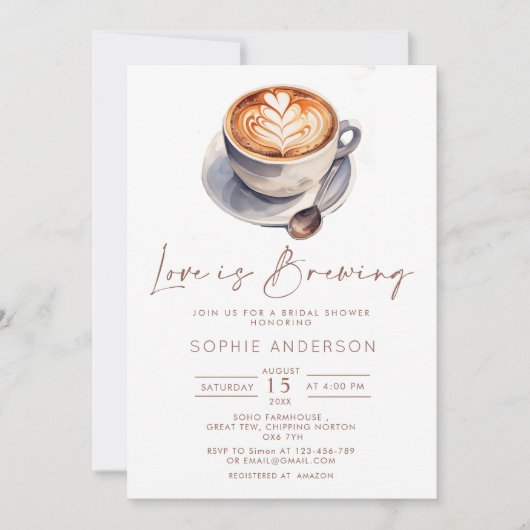 Liebe brütet Kaffee-Brautparty Einladung (Vorderseite)