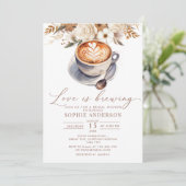Liebe brütet Kaffee-Brautparty Einladung (Stehend Vorderseite)